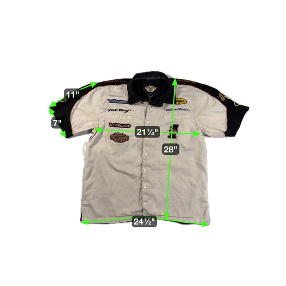 Harley-Davidson Shirt Mens XL Black White Embroidered Button Pit Crew Motorcycle - Picture 8 of 8